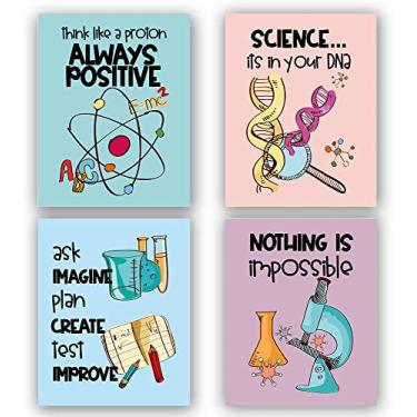 Imagem de TANXM Conjunto De Impressão Arte Científica, Decoração Laboratório Escolar, Parede Para Sala Aula, Pôsteres Exploração Científica Estudo Na Biblioteca Do Ensino Fundamental, 4 - Sem Moldura, 20 Cm X