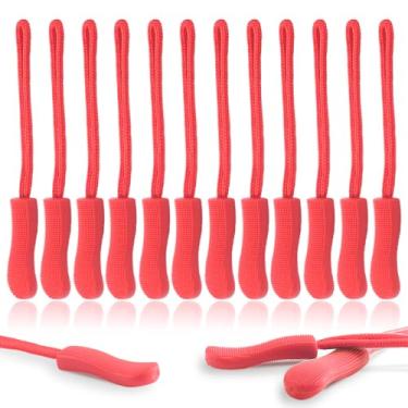 Imagem de CooBigo Pacote Com 12 Puxadores De Zíper Para Substituição, Aba Substituição Bolsa Golfe Mochila, Jaquetas, Calças, Botas, Casacos, Malas - Vermelho (Extensor Universal)
