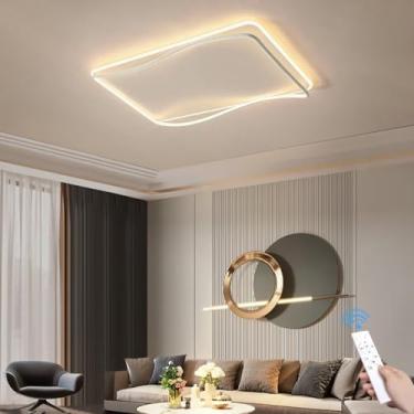 Imagem de AOMEI Luminária De Teto Moderna E Minimalista Para Sala Estar, Espectro Luz Natural Branca, Led Quadrado Acrílico Ultrafino Com Controle Remoto, 3000-6000K, 7200 Lm, Quarto, Jantar