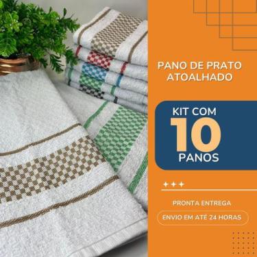 Imagem de Pano de Prato Felpudo Atoalhado Cozinha 40X70 Kit com 10 Panos - BRK