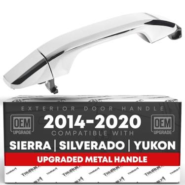 Imagem de Maçaneta e tampa externa da porta do passageiro, metal atualizado - compatível com Chevrolet Silverado Suburban Tahoe 2014-2018; 14-18 GMC Sierra Yukon 1500 2500 3500 - todo cromado - OEM 22923598