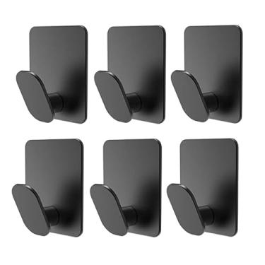Imagem de HhdvdyWgd Ganchos adesivos 6 peças ganchos de toalha sem broca para banheiros, ganchos de chuveiro impermeáveis para roupão, chapéu e bolsa - gancho forte para pendurar na parede (preto)