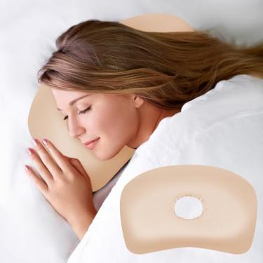 Imagem de Wuronsa Travesseiro de piercing de orelha com orifício de orelha, travesseiro de dormir lateral de algodão e poliéster para CNH e dor de ouvido, inflamação de ouvido, úlceras de pressão para pessoas