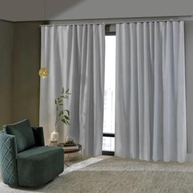 Imagem de Cortina Tecido Blackout 100% Com Deslizante Para Trilho Suíço 2.00m X 2.78m Natural