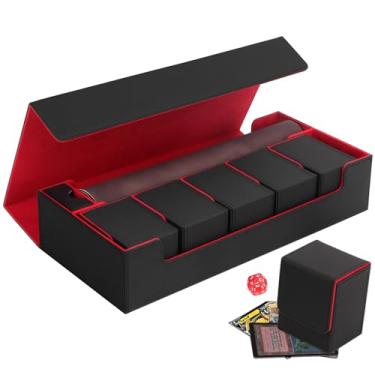 Imagem de Scimi Premium Trading Card Storage Case TCG Deck Box Holds 1800+ Sleeved Cards for MTG, YuGiOh, Uno, Sport with Strong Magnet Closure (Black & Red)