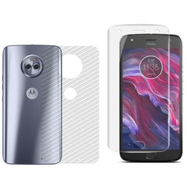 Imagem de Película Hidrogel + Adesivo Fibra De Carbono Para Motorola Moto X4 - Transparente