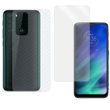 Imagem de Película Hidrogel + Adesivo Fibra De Carbono Para Motorola Moto One Fusion Plus - Trans...