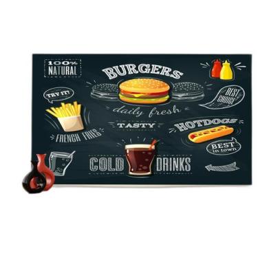 Imagem de Papel De Parede 3D Estilo Lousa Lanches Comidas 3,5M Lcb30 - Você Deco