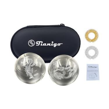 Imagem de Tianigo Baoding Balls Bolas de massagem chinesas saudáveis de 3,5 cm para terapia das mãos, alívio do estresse, exercícios manuais, bolas de cristal, dragão e fênix
