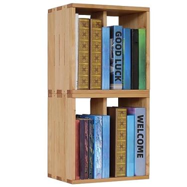 Imagem de Estante de madeira maciça de pinho, organizador de mesa de estudante. Prateleira de exibição com compartimento empilhável. Estantes pequenas para quarto/escritório/sala de estudo. Prateleiras de