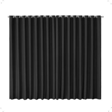 Imagem de Cortina Blackout Preta 2,60x1,80m Tecido Liso Ilhos Sala Quarto Clássi