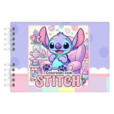 Imagem de Livro de Colorir Stitch 50 Folhas Caderno de Desenho Capa Dura Cor Lil