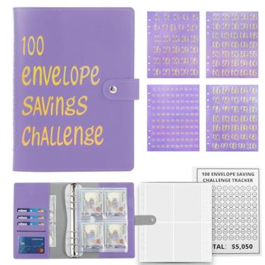Imagem de Fichário de 100 envelopes, fichário de orçamento A5 para economizar dinheiro com envelopes de dinheiro - Livro de desafios de economia de dinheiro para economizar $ 5.050 planejador de orçamento para