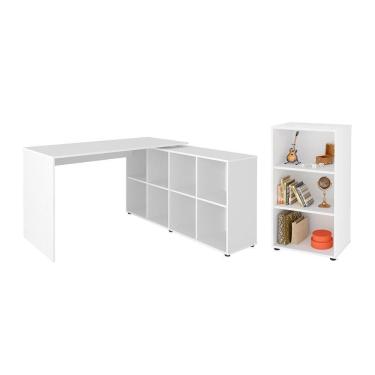 Imagem de Conjunto Escrivaninha E Estante Herne Branco