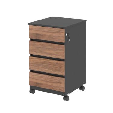 Imagem de Gaveteiro Com 4 Gavetas Chelsea Noce Preto