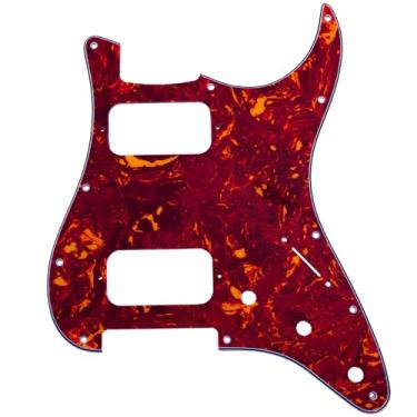 Imagem de Musiclily Pro 11 Furos Canto Redondo HH Escudo Strato 2 Humbuckers Pickguard para Guitarra Fender American/Mexican Standard Stratocaster, 4 Camadas Vintage Tortoise