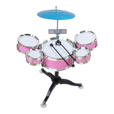 Imagem de Almencla Conjunto de bateria infantil, instrumentos musicais, brinquedo interativo, bateria de jazz, conjunto de brinquedos musicais para presente, dia, Rosa