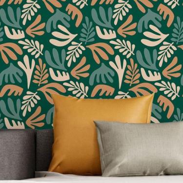 Imagem de Papel de Parede Adesivo Abstrato Folhas N016050 0,58x3M - Adesivo BR