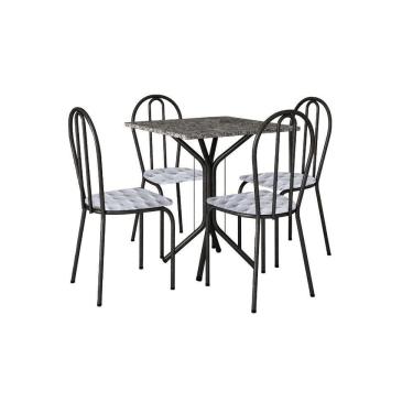 Imagem de Conjunto Mesa Thais 4 Cadeiras 004 Base Preto Tampo Granito