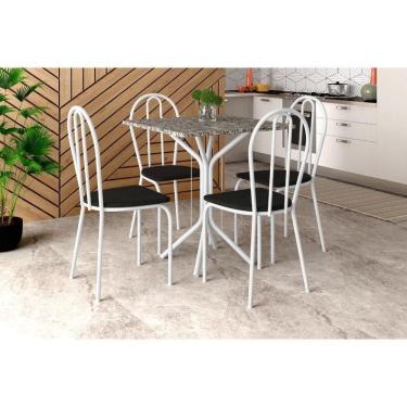 Imagem de Conjunto Mesa Thais 4 Cadeiras 004 Base Branco Tampo Granito