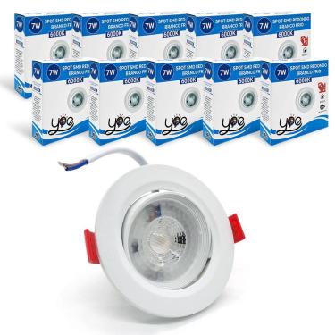 Imagem de 10x Spot Led Redondo Embutir Direcionável 7w Luz Fria 6000k