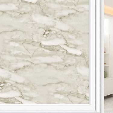 Imagem de Película de janela de privacidade de mármore, textura de estilo mármore, filme de vidro para sala de estar e escritório em casa, L90 x C 190 cm