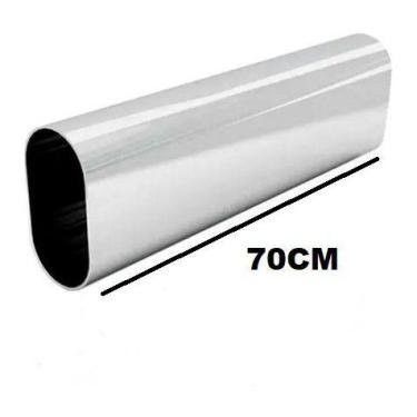 Imagem de Tubo Cabideiro Oval Cromado C/ Suportes P/ Guarda Roupas - FERRAGENS, 