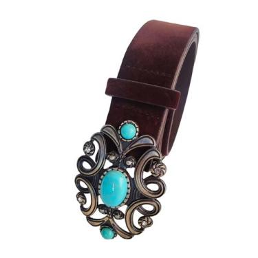 Imagem de Cinto Country Feminino Camurça Fivela Decorada Boho Vintage - A.Cat, C