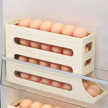 Imagem de Organizador Porta Ovos Suporte 4 Andares Rolante Para 30 Ovos Dispenser Armazena e organizador de Geladeira(Suporte 4 Camadas)