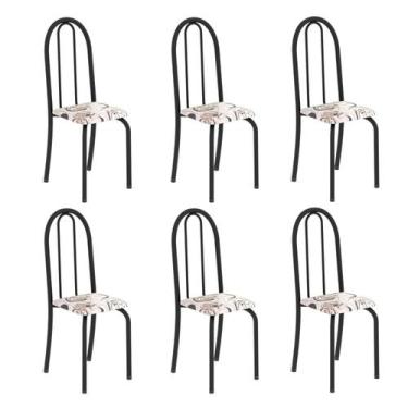 Imagem de Kit 6 Cadeiras Tubular 96x36x41 Cm Iris B Arabesco / Preto - Soma Móve