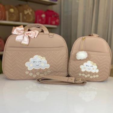 Imagem de Kit Bolsa Maternidade Mala para Bebê 2 peças Nuvem Mochila Passeio - F