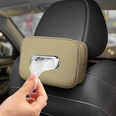 Imagem de Ongfuwu Porta-lenços de papel de carro grande para 120 lenços padrão, caixa de lenços de couro para banco traseiro, capa de guardanapo de carro, organizador de guardanapo automático, caixa de papel de