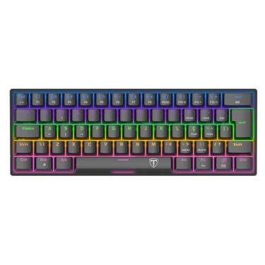 Imagem de Teclado Mecânico Gamer T-Dagger Arena Iluminação Rainbow Preto 60% Switch Marrom T-TGK321-BR