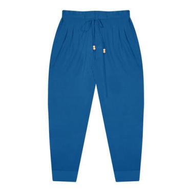 Imagem de Calça Feminina Plus Size Com Pregas Secret Glam Azul, Plus G4, Azul