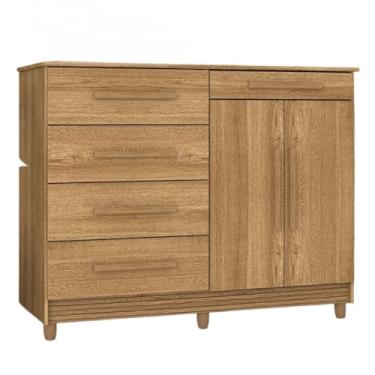 Imagem de Cômoda Grande com 2 Portas e 5 Gavetas – Gaveteiro para Quarto Casal ou Solteiro(Marrom Claro)