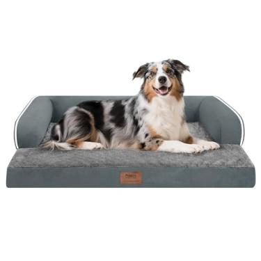 Imagem de Cama extragrande para cães - Cama ortopédica impermeável GG para cães extragrandes - Sofá de espuma lavável com capa removível - cinza escuro