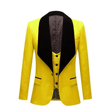 Imagem de Terno Masculino Slim Fit Terno De Noite Shaw Lapela Noivo Smokings Casamento, Coat and Vest, XS
