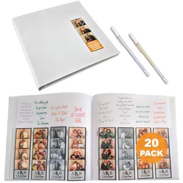Imagem de Photo Booth Nook Álbum de scrapbook (20 unidades) – Diário de scrapbook com capa de couro – 40 páginas brancas, compartimento de imagem de 5 x 15 cm e inserções de tira de fotos – Casamento, formatura, fotos de aniversário