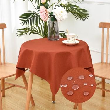 Imagem de Toalha de mesa quadrada pequena de linho sintético rústico resistente à água e ferrugem toalha de mesa lavável para mesa de cabeceira para casa, cozinha, quarto, 91 x 91 cm