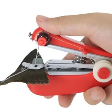 Imagem de Mini máquina de costura manual portátil para uso doméstico, mini máquina de costura DIY