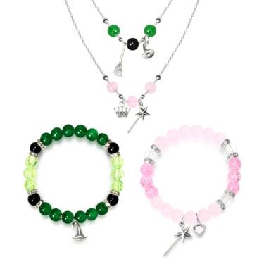 Imagem de Behufun Pulseiras combinando amizade, coroa chapéu de bruxa brincos colar pulseiras BFF para 2 melhores amigos, lembrancinhas de festa, acessórios presentes para mulheres, adolescentes, fãs decoração