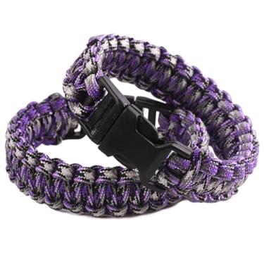 Imagem de Sportmusies Pulseira Paracord para esportes ao ar livre, sobrevivência tática, paraquedas, essencial para caminhadas, viagens, acampamento, equipamento pacote com 2