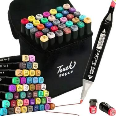 Imagem de Kit 36 Canetinhas Cores Vibrantes Ponta Dupla Para Colorir - D Present