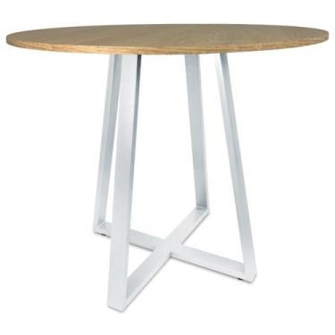 Imagem de Mesa De Jantar Para Cozinha Em aço Estilo Industrial Gizé Tampo Redond