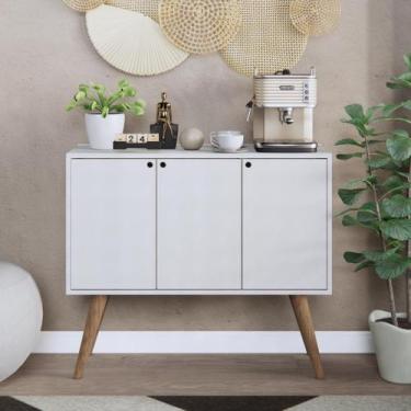 Imagem de Aparador Balcão Buffet Elegante Pés Palito Retro 3 Portas Adega Cantin