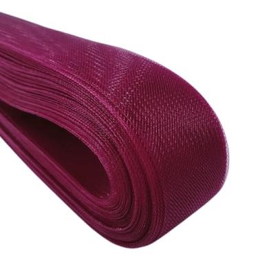 Imagem de Abbaoww Trança macia de crina de cavalo de 2,5 m para costura de poliéster para vestidos de casamento, vestidos de dança, acessórios (Borgonha)