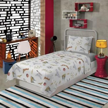 Imagem de Jogo de Cama 100% Algodão Solteiro Estampado Harry Potter 1,40 m x 2,10 m Com 3