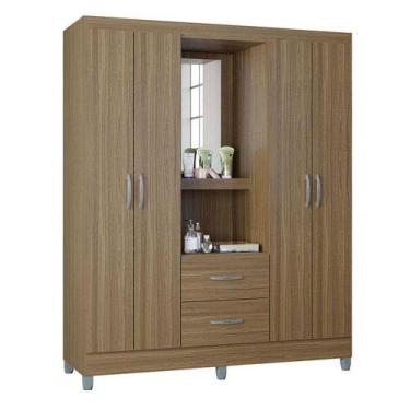Imagem de Guarda Roupa Solteiro Cordoba 4 Portas Castanho  Poquema - POQUEMA MÓV