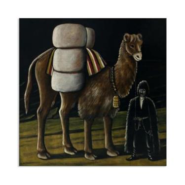 Imagem de Niko Pirosmani Canvas Art Tatar Camel Driver Print on Canvas Famous Paintings Reproduções abstratas primitivismo arte de parede para sala de estar 30x30 cm (30.5x30.5 cm) sem moldura