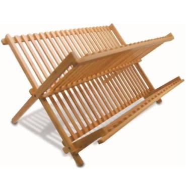 Imagem de Escorredor de Pratos Dobrável em Bambu, 43 cm x 34 cm x 22 cm, 14 Divisórias, Natural